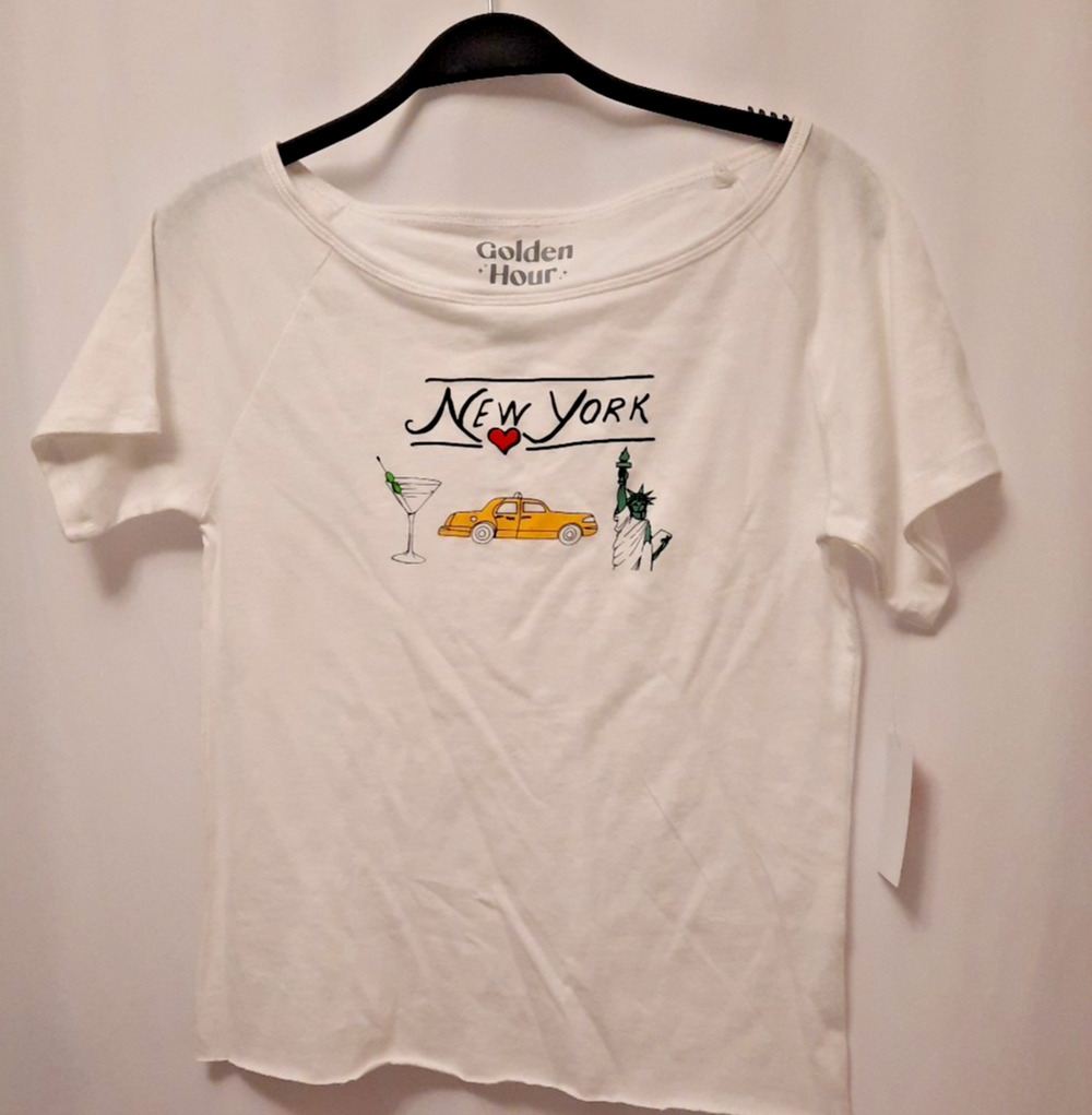 Golden Hour NWT NY martini cab empire state white t shirt crop womens M
